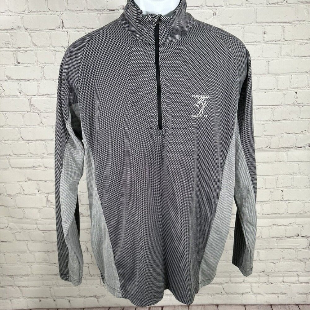 Antigua Clay Kizer Golf Austin TX Black And White 1/4 Men’s Golf Pullover L